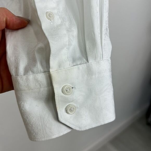 Robert Graham White Cotton Damask Long Sleeve Button Down Shirt Size 2XL - Picture 5 of 12
